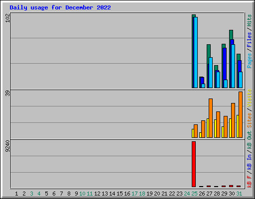 Daily usage for December 2022